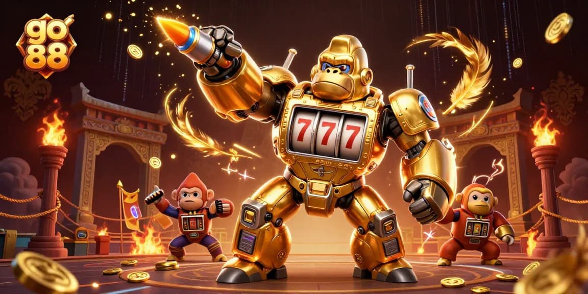 Engage in exciting gambling action with go 88, featuring vibrant golden themed casino visuals.
