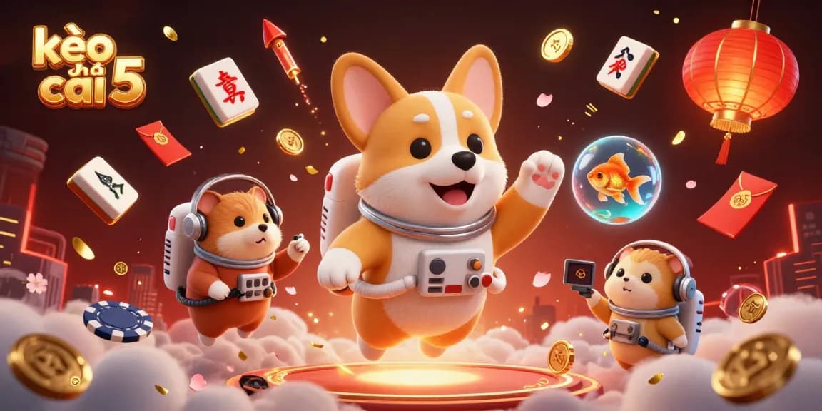 Engage with kèo nhà cái 5 in a vibrant online casino illustration featuring dynamic gaming elements.