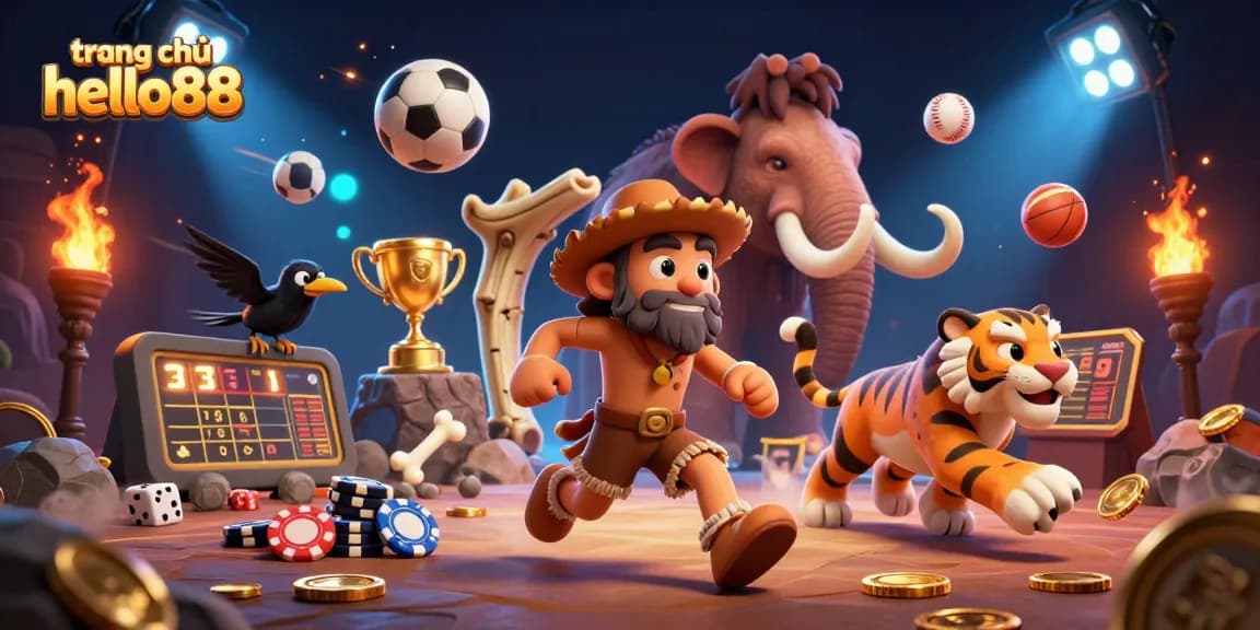 Win big at trang chủ hello88 with an exciting prehistoric casino adventure featuring stone poker chips and dynamic sports elements.