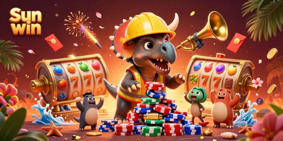 Experience vibrant wins with Sun win at a lively casino scene featuring dynamic characters and games.