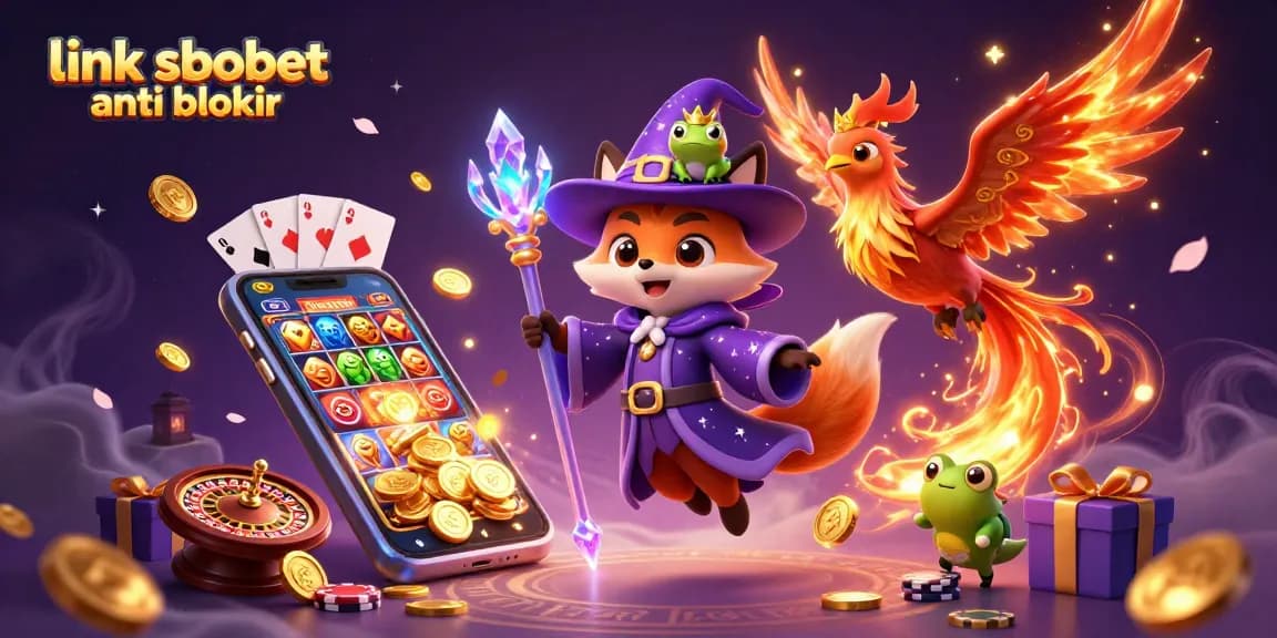 Experience thrilling action with the link sbobet anti blokir, featuring a wizard fox and vibrant game elements.
