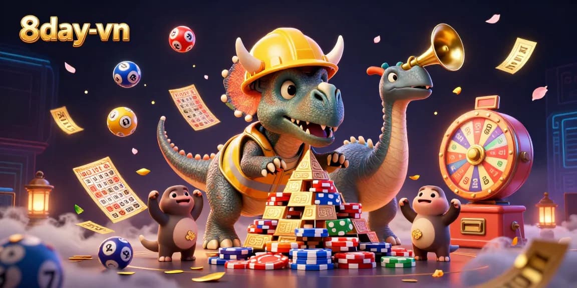 8day-vn engaging players with colorful lottery and casino game elements in a dynamic scene