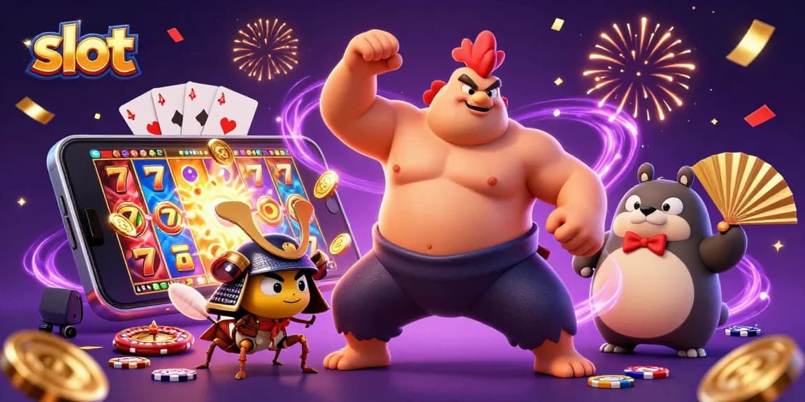 Experience the thrill of slot games with our colorful casino illustration.