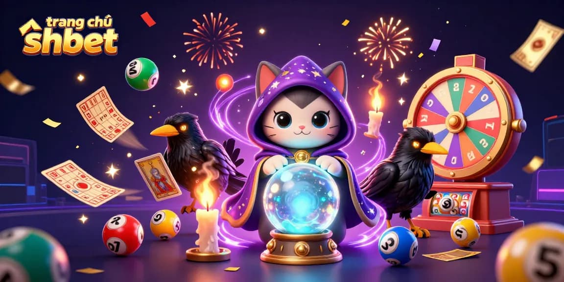 Experience the excitement of trang chủ shbet with a dynamic 3D illustration of playful casino elements and characters.