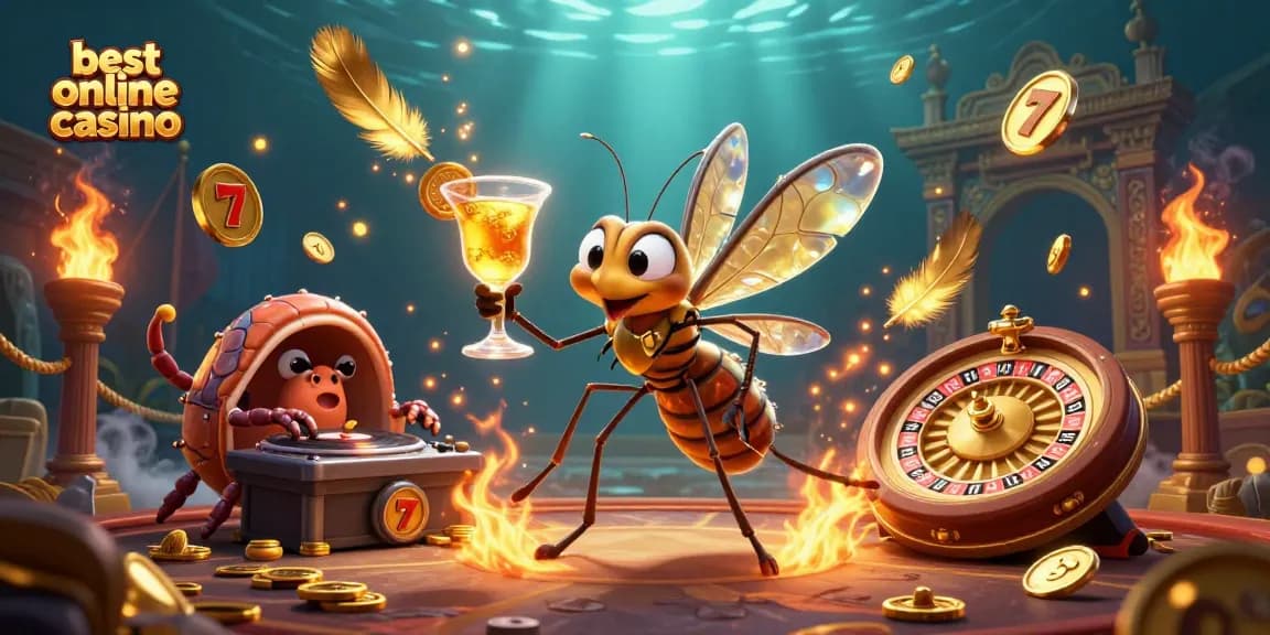 Experience the thrills of the best online casino with animated characters and exciting slot elements.