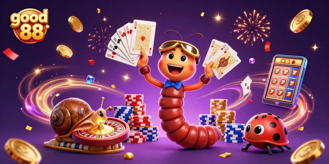 Engage with good 88 in a vibrant casino scene with unique characters and exciting game elements.