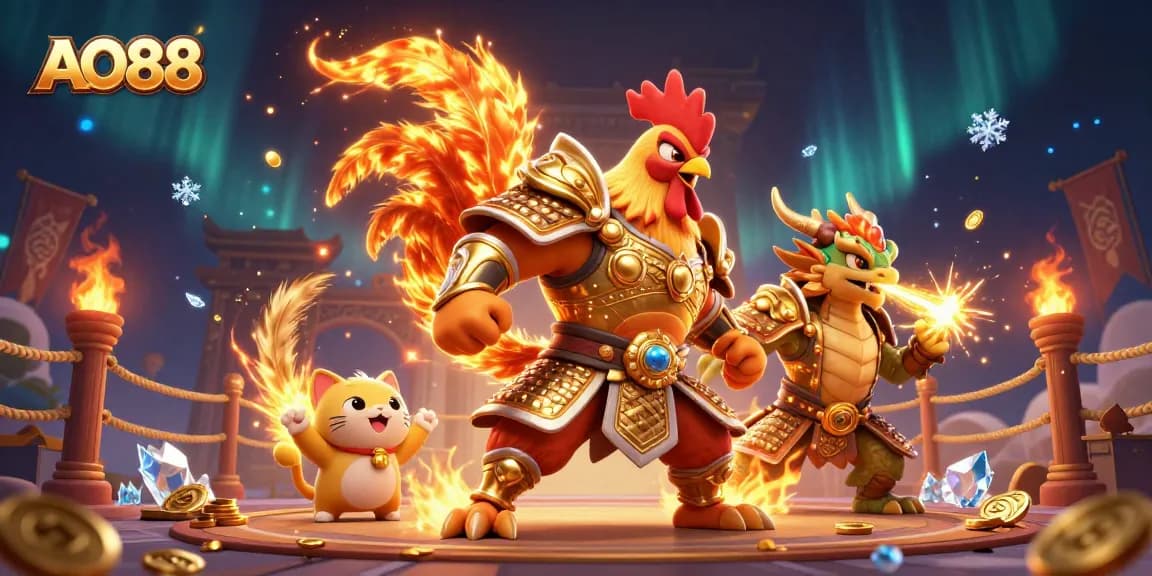 Experience thrilling victories with AO88 at this dynamic casino scene bursting with energy and excitement.