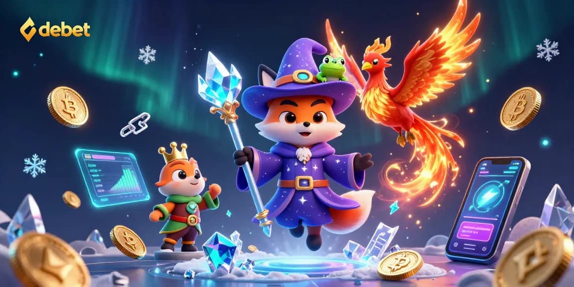 Engaging debet scene showcasing wizard fox and phoenix amid glowing casino elements.