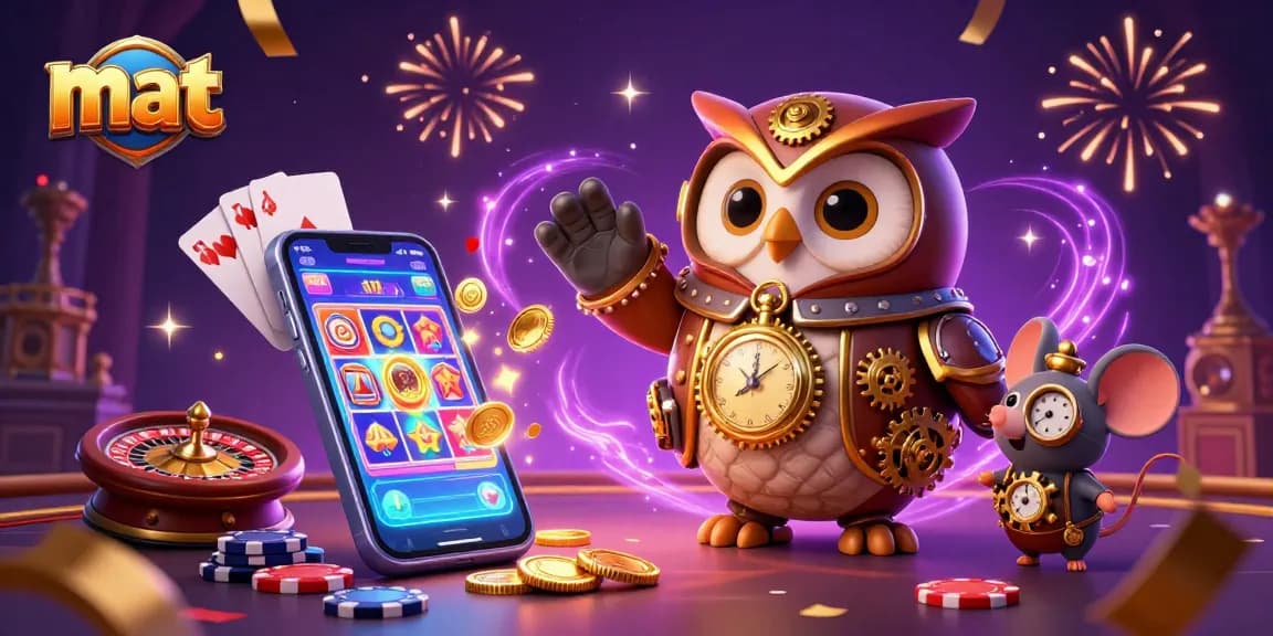 Spin vibrant slot games with mat in this dynamic casino illustration, showcasing exciting gaming elements.