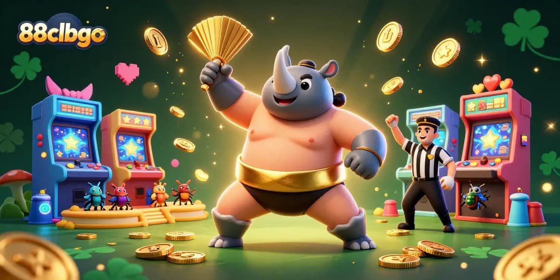 Experience thrilling action in 88clbgo's vibrant casino world, featuring a beetle champion amidst exciting game elements.