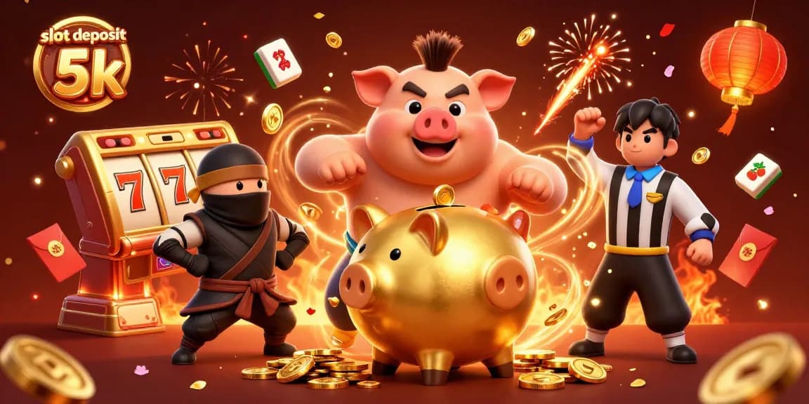 Experience winning action in the slot deposit 5k dynamic casino scene with festive elements.