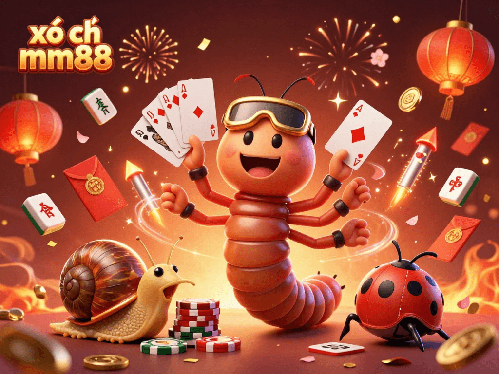 Engage in xổ số mm88 with a vibrant scene of a millipede dealer and colorful elements.