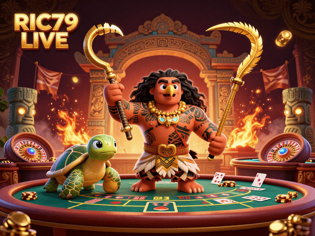 Engage with RIC79 LIVE's exciting casino atmosphere featuring vibrant characters and elements.