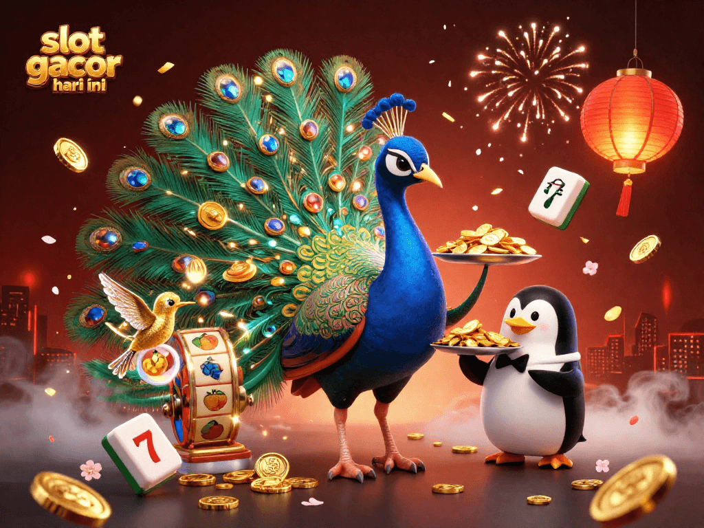Play slot gacor hari ini with vibrant casino-themed elements in a dynamic 3D illustration.
