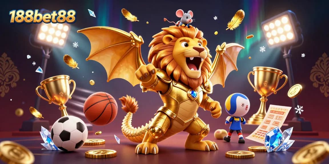 Experience thrilling sports action at 188bet88 with a vibrant 3D illustration showing dynamic gameplay.