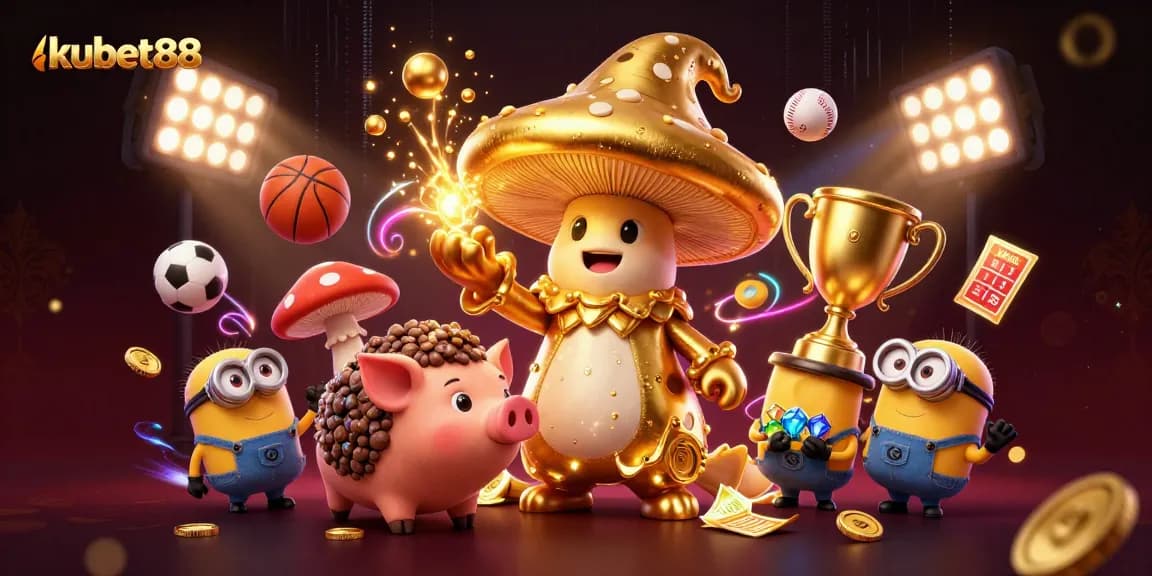 Engage with kubet88's vibrant casino scene featuring a wizard and treasure hunt.