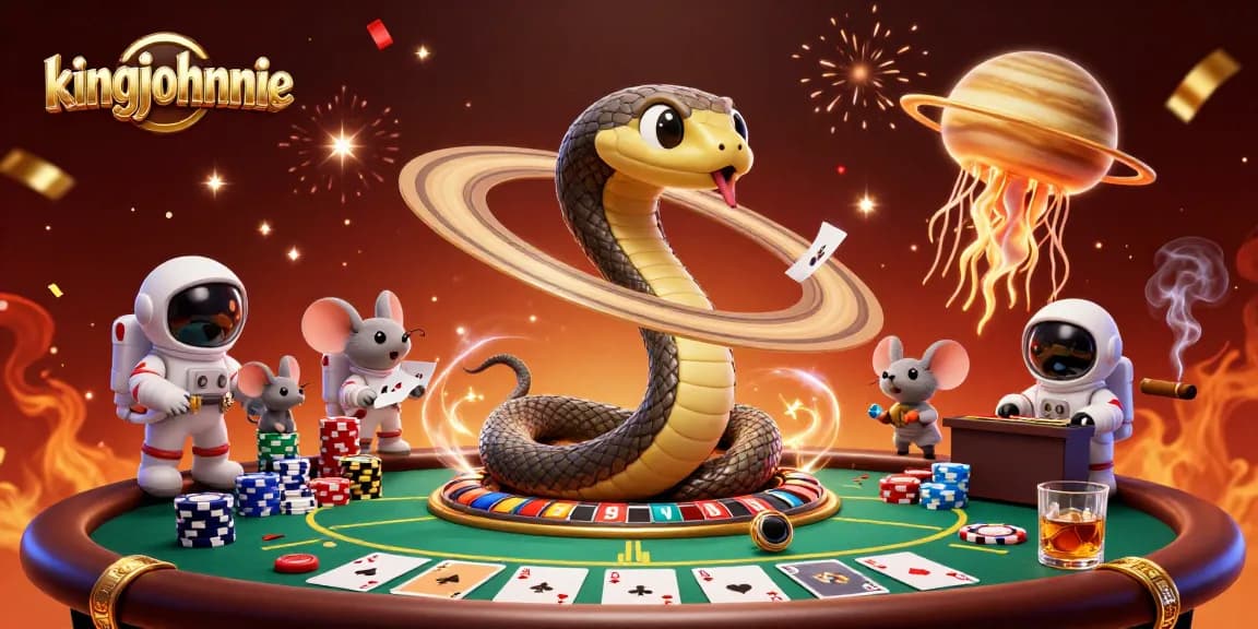 Experience the thrill of betting with kingjohnnie's cosmic casino scene featuring playful astronaut mice.