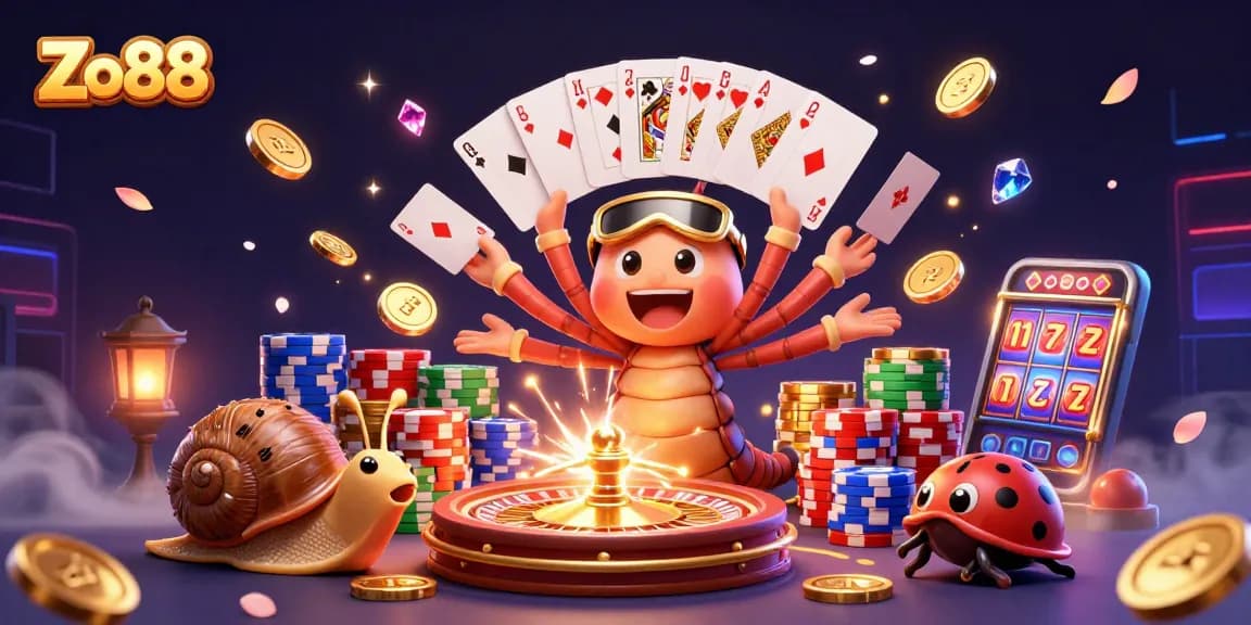 Engage with the thrilling world of Zo88 as the vibrant millipede dealer entertains with a dynamic display of casino games.