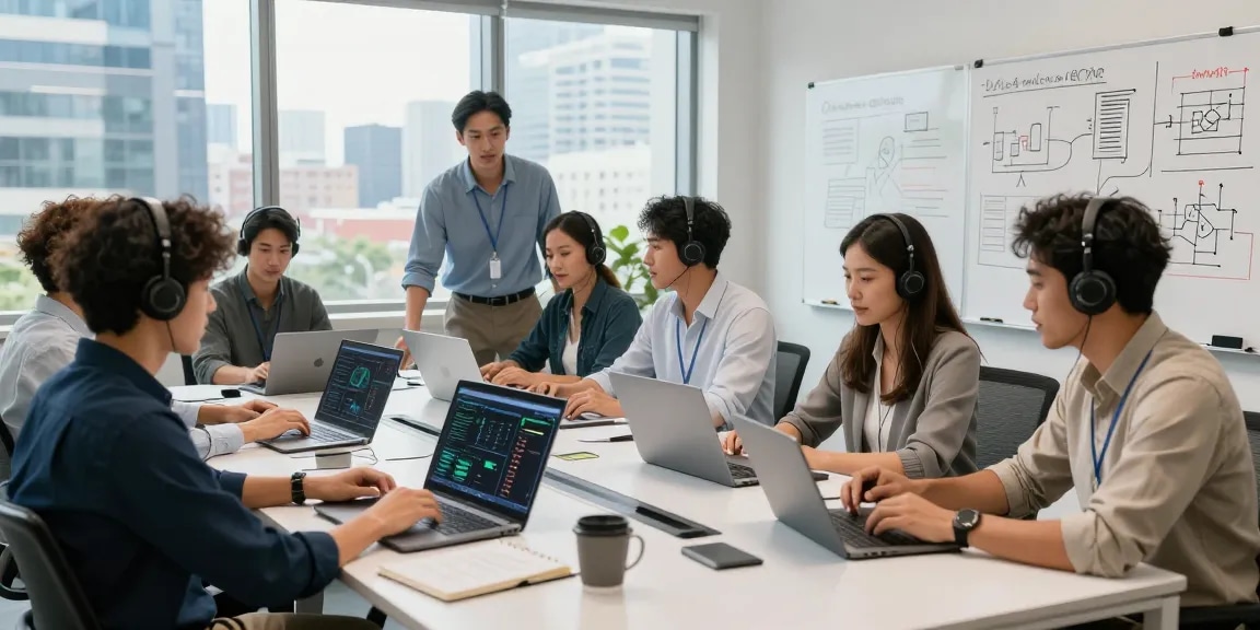 Engaging IT support team showcasing outsourced IT services London in a modern office.