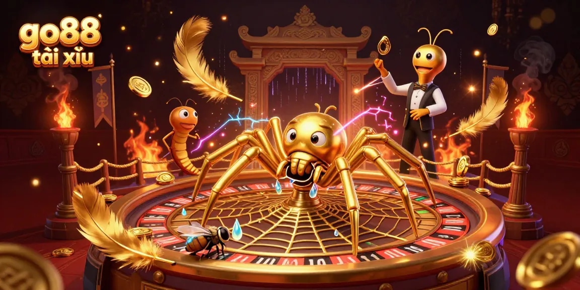 Experience excitement with go88 tài xỉu as a golden spider spins a roulette wheel web