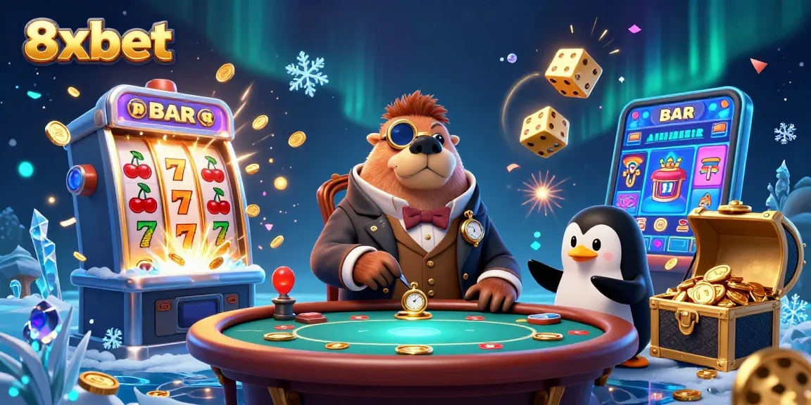 Experience thrilling wins with 8xbet at an underwater poker table featuring vibrant characters and jackpots.