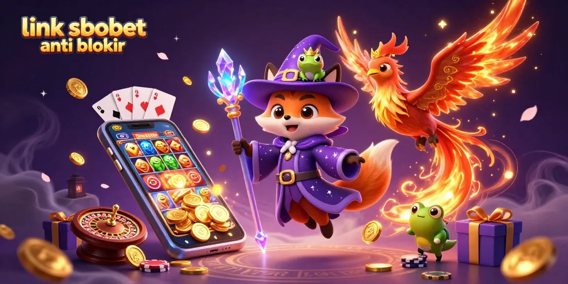 Experience thrilling action with the link sbobet anti blokir, featuring a wizard fox and vibrant game elements.