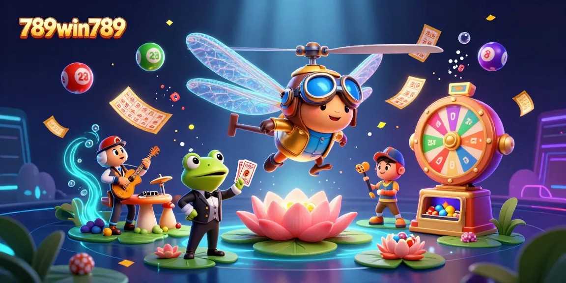 Play thrilling games at 789win789, featuring exciting casino scenes and vibrant elements.