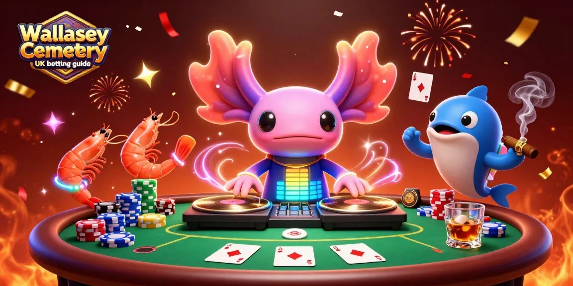 Engage with the Wallasey Cemetery UK betting guide featuring a vibrant casino scene with playful aquatic characters.