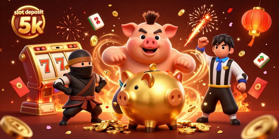 Experience winning action in the slot deposit 5k dynamic casino scene with festive elements.