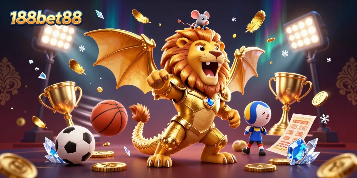 Experience thrilling sports action at 188bet88 with a vibrant 3D illustration showing dynamic gameplay.
