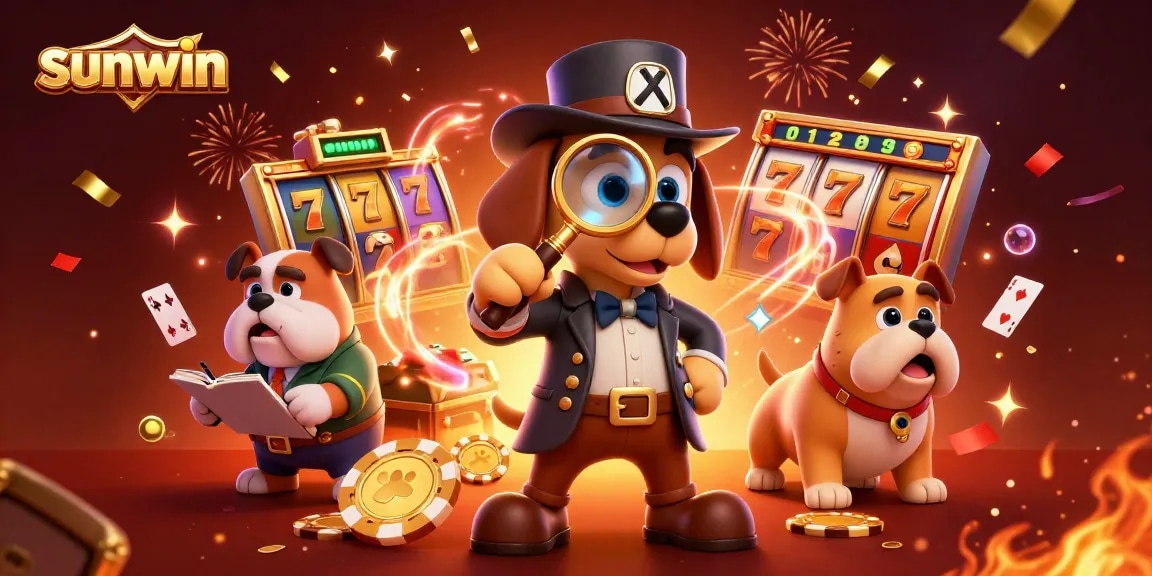 Experience the thrill of sunwin's casino games with a captivating scene of detectives solving a poker chip mystery.