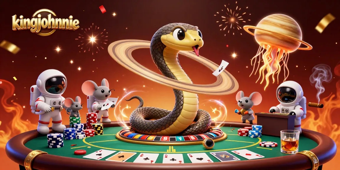 Experience the thrill of betting with kingjohnnie's cosmic casino scene featuring playful astronaut mice.