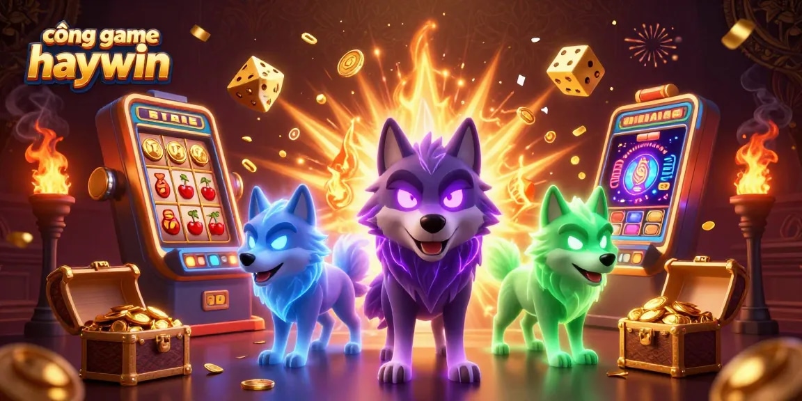 Experience the thrill of cổng game haywin with a dynamic scene showcasing vibrant casino elements.