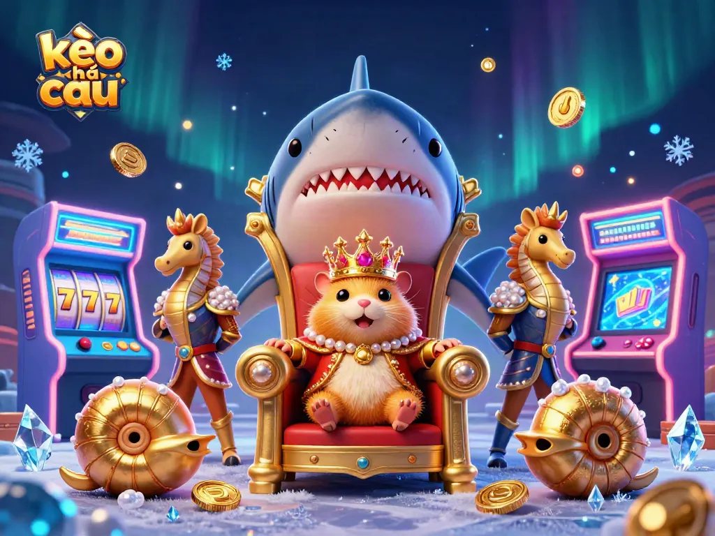 Engage with kèo nhà cái as the golden hamster king rules a vibrant casino scene full of games and treasures.