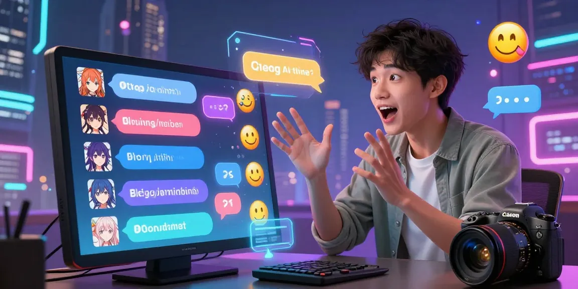 User engaging in lively hentai AI chat with colorful anime characters in a digital environment