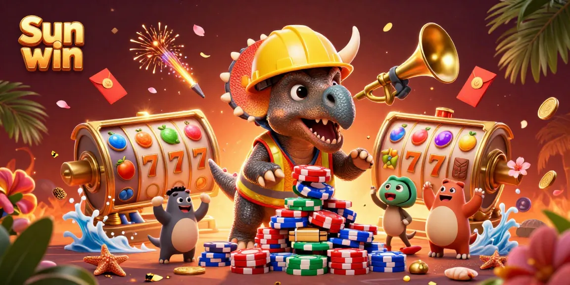 Experience vibrant wins with Sun win at a lively casino scene featuring dynamic characters and games.