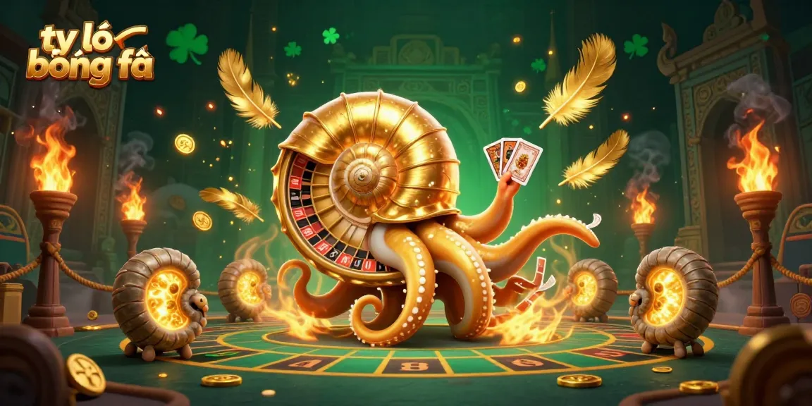 Engaging scene showcasing tỷ lệ bóng đá with a giant nautilus roulette wheel surrounded by glowing ammonite fossils.