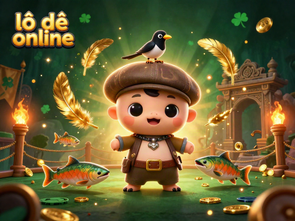 Engage with lô đề online in a vibrant 3D scene featuring Nessie and friends, surrounded by festive gambling elements.