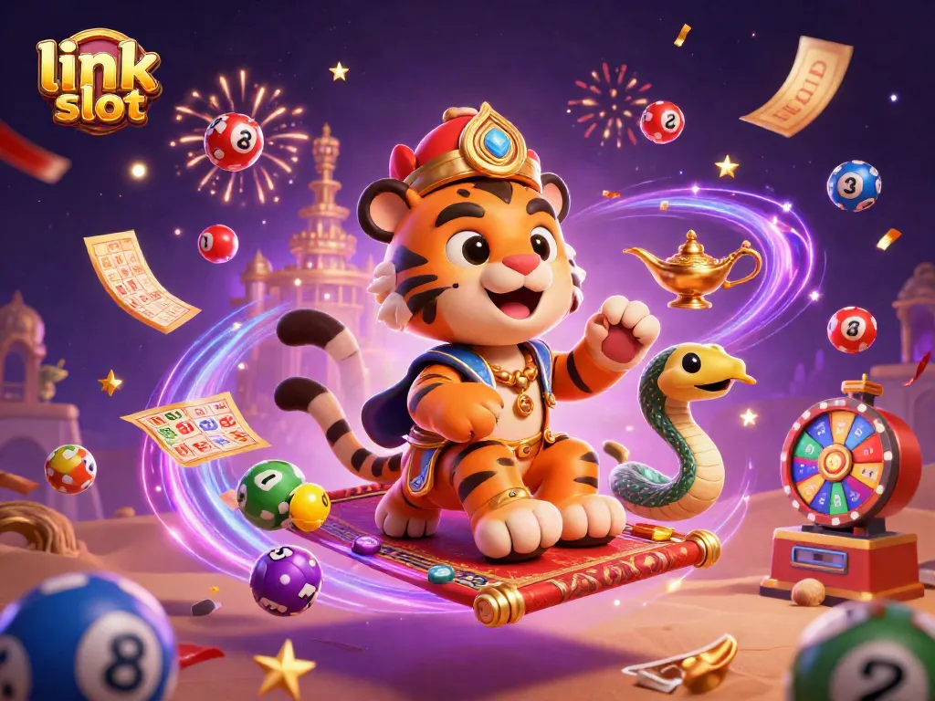 Experience the thrill of gambling with vibrant link slot elements in this captivating scene.