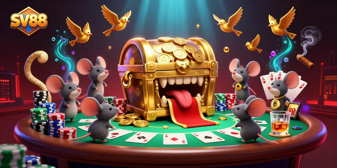 Engage in thrilling betting adventures with SV88 at a vibrant casino illustration.