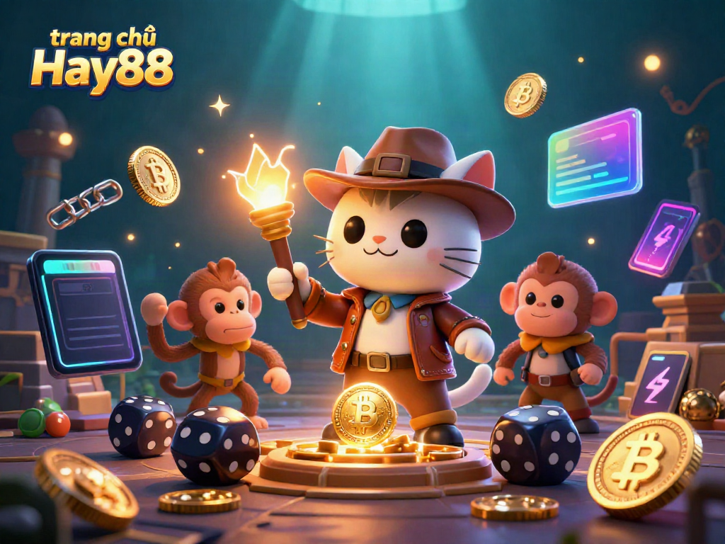 Experience thrilling gambling action on trang chủ Hay88 with a treasure-hunting cat and monkey.