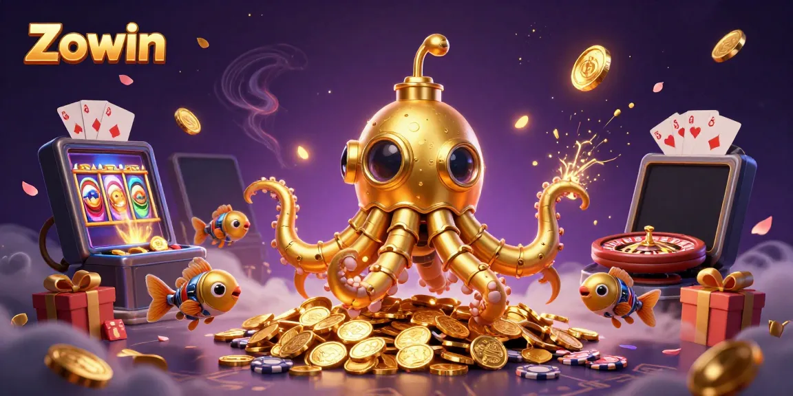 Experience Zowin's thrilling games amid a vibrant sea of gold and luck.