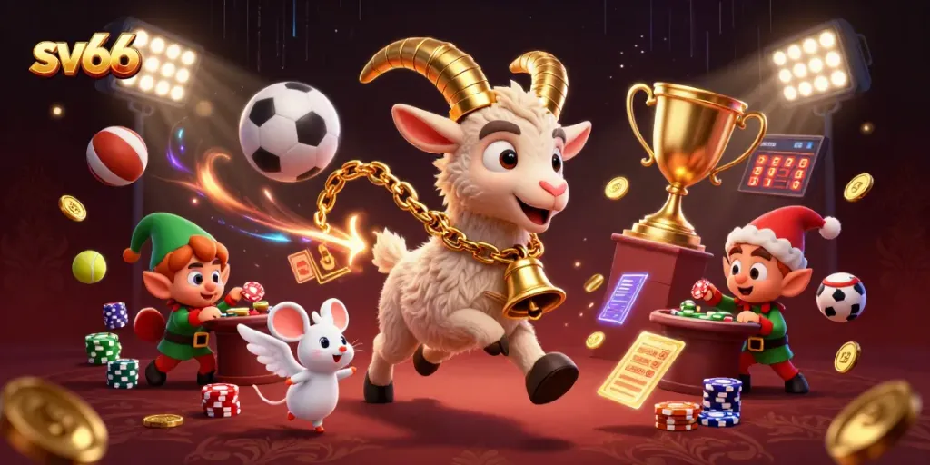 Experience thrilling gameplay at sv66 with gremlins stealing poker chips in a vibrant casino scene.